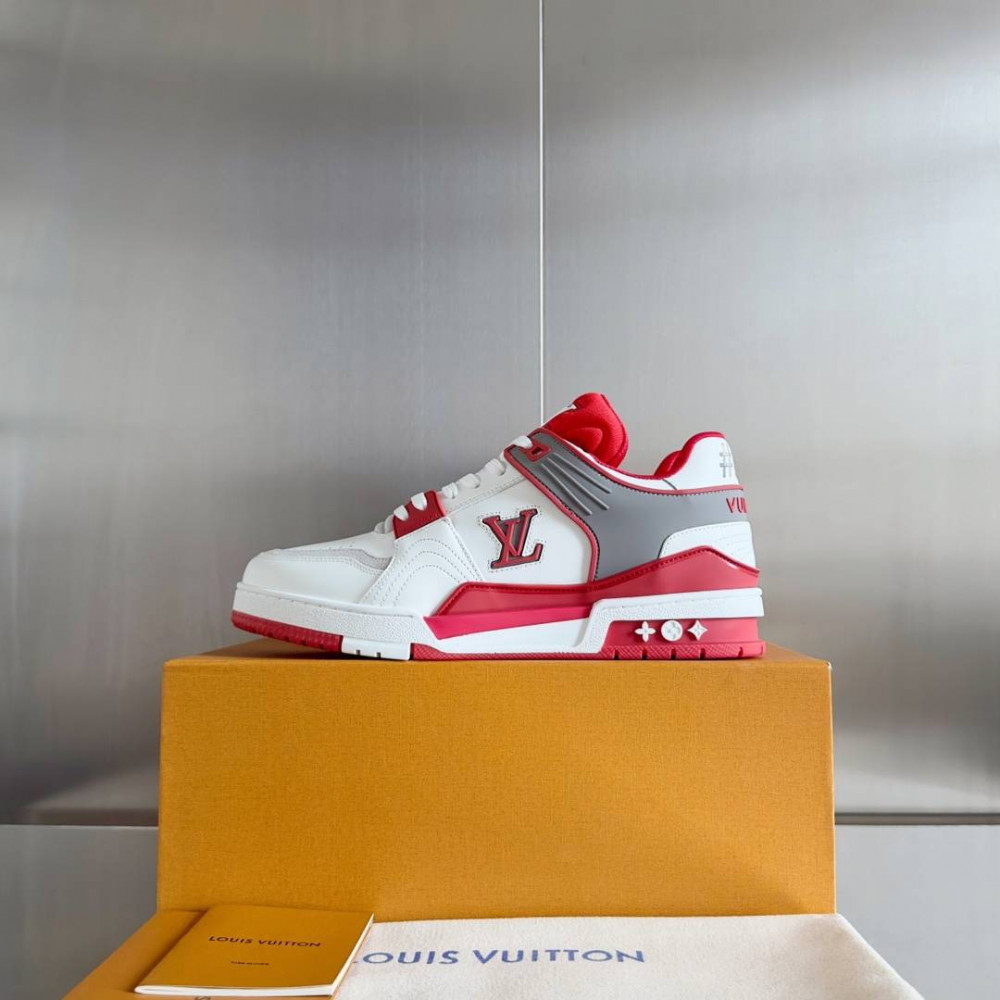 LV Trainer Sneaker Red and White-067 LV Trainer Sneaker Red and White-067