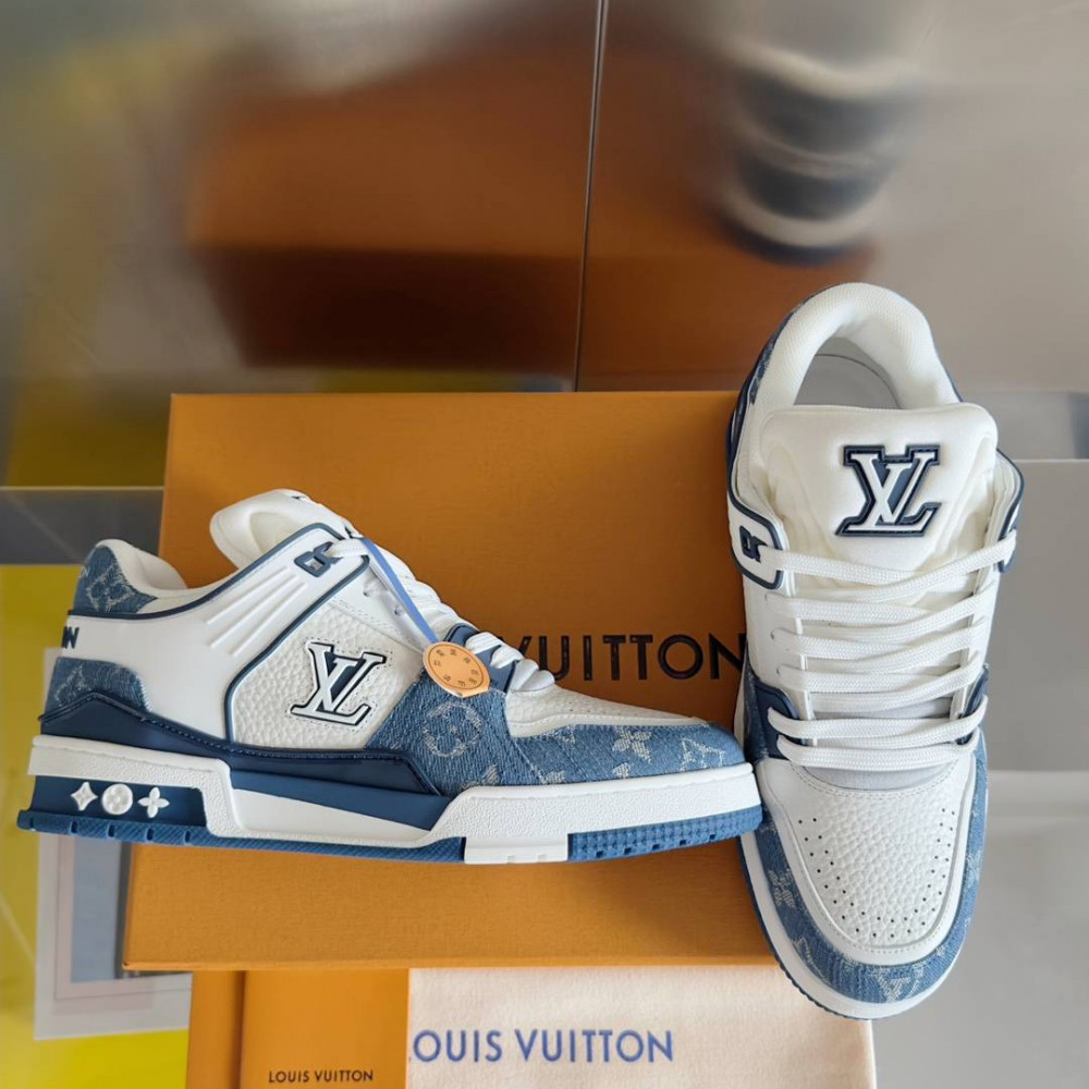 LV Trainer Sneaker Blue Jeans and White-069 LV Trainer Sneaker Blue Jeans and White-069