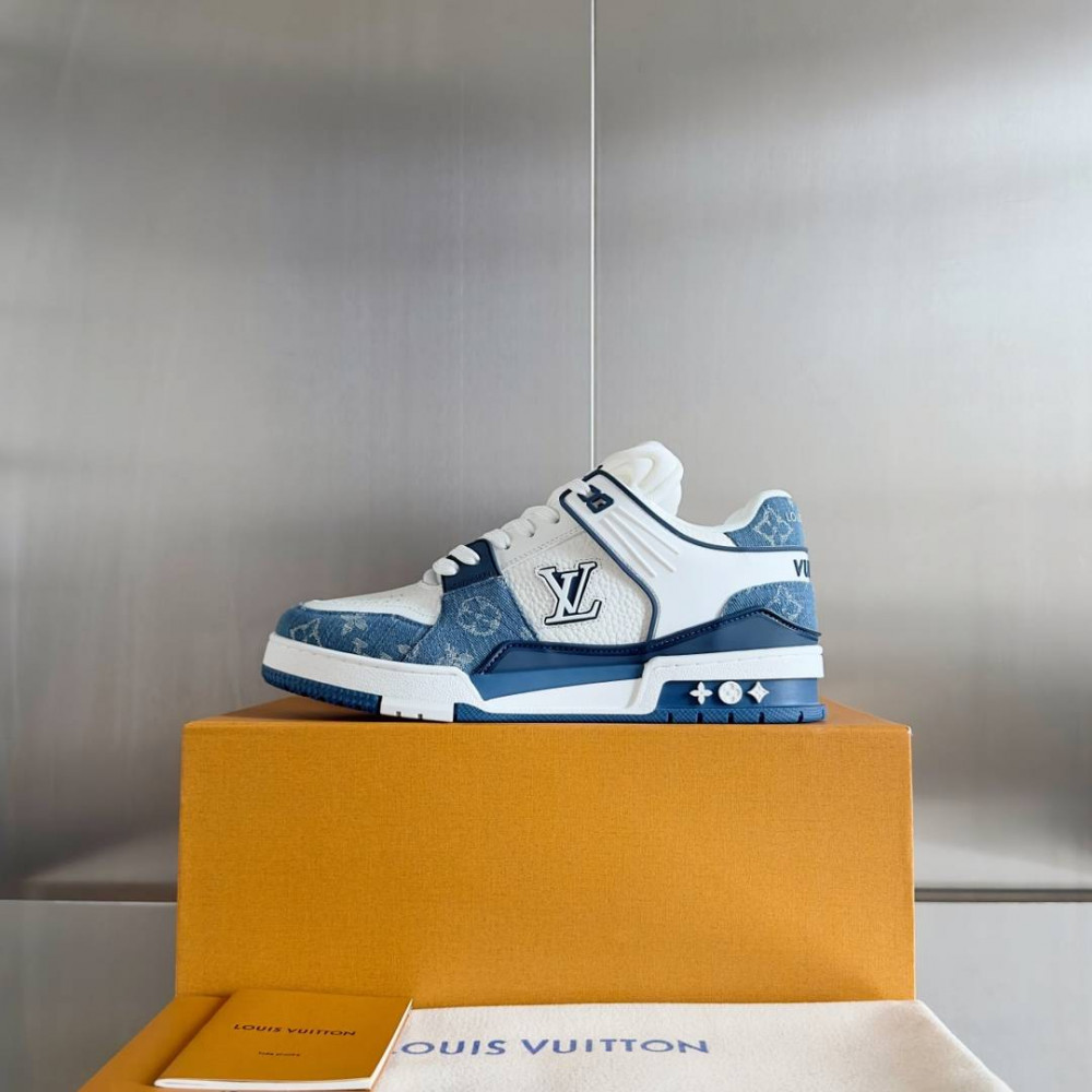 LV Trainer Sneaker Blue Jeans and White-069 LV Trainer Sneaker Blue Jeans and White-069