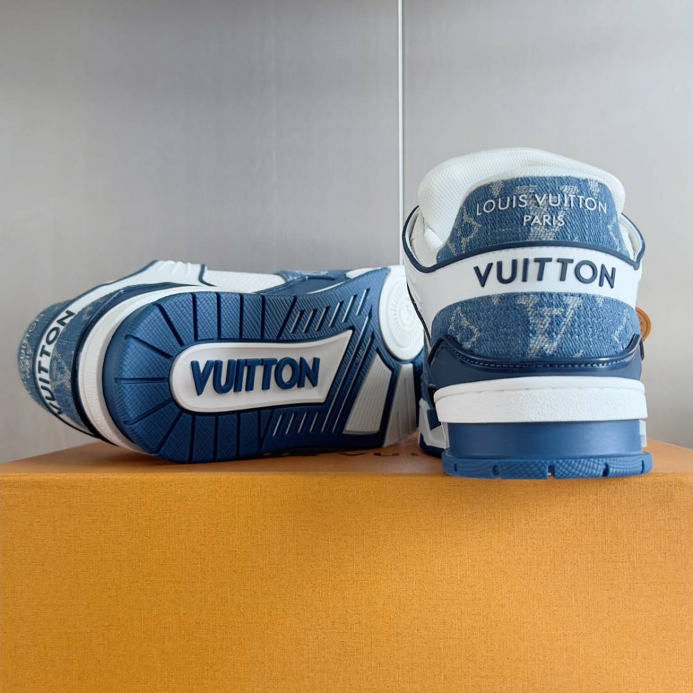 LV Trainer Sneaker Blue Jeans and White-069 LV Trainer Sneaker Blue Jeans and White-069