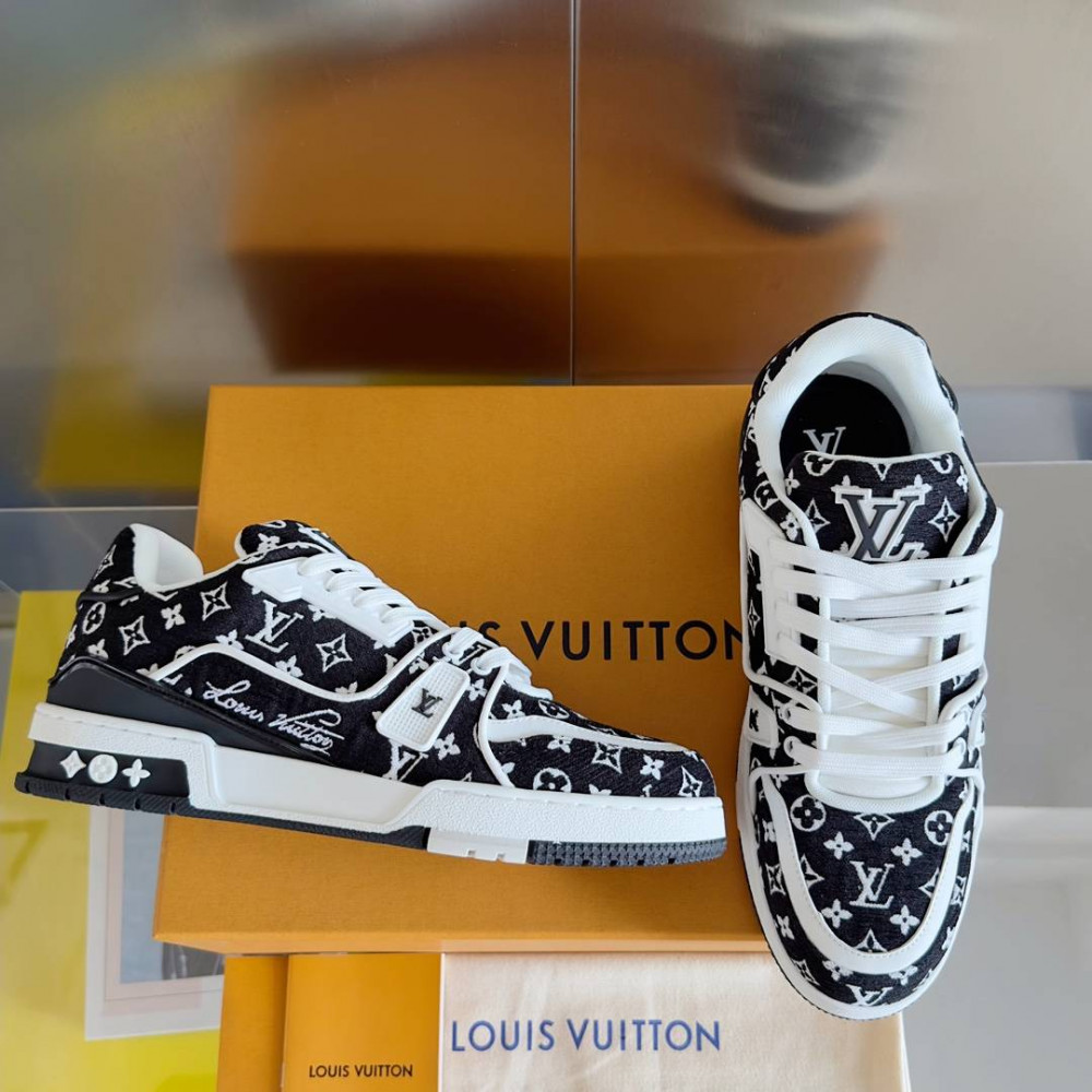 LV Trainer Sneaker Black White Print-072 LV Trainer Sneaker Black White Print-072
