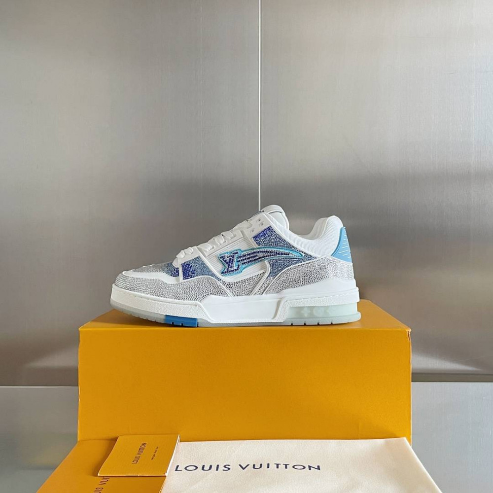 LV Trainer Sneaker Diamond Blue and White-074 LV Trainer Sneaker Diamond Blue and White-074