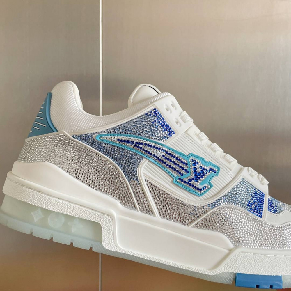 LV Trainer Sneaker Diamond Blue and White-074 LV Trainer Sneaker Diamond Blue and White-074