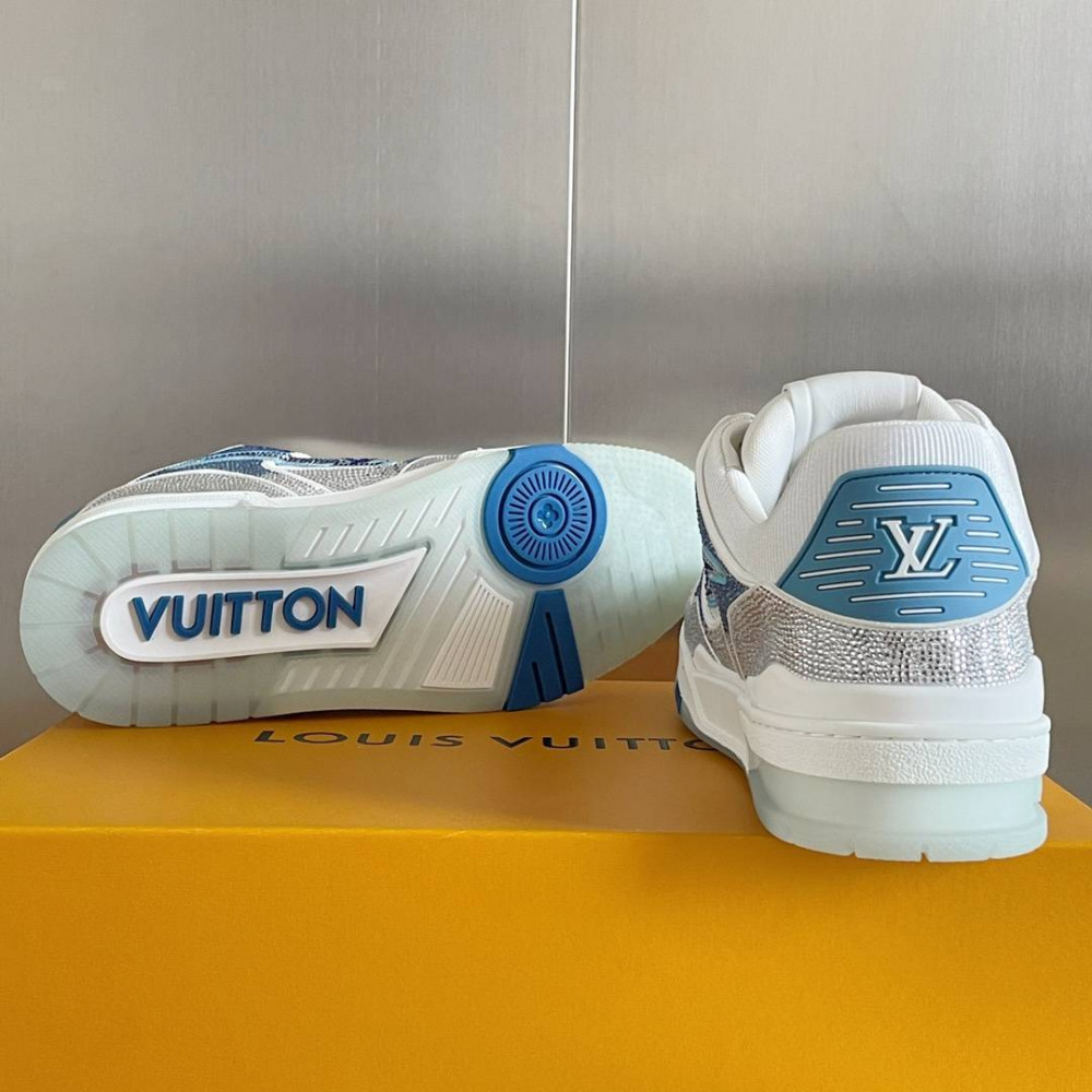 LV Trainer Sneaker Diamond Blue and White-074 LV Trainer Sneaker Diamond Blue and White-074