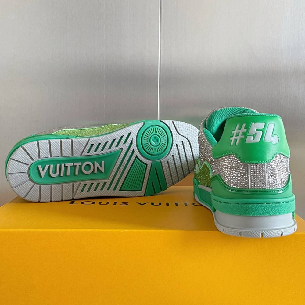 LV Trainer Sneaker Diamond Green and Gray-075 LV Trainer Sneaker Diamond Green and Gray-075