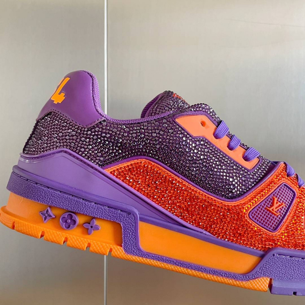 LV Trainer Sneaker Diamond Purple and Orange-076 LV Trainer Sneaker Diamond Purple and Orange-076