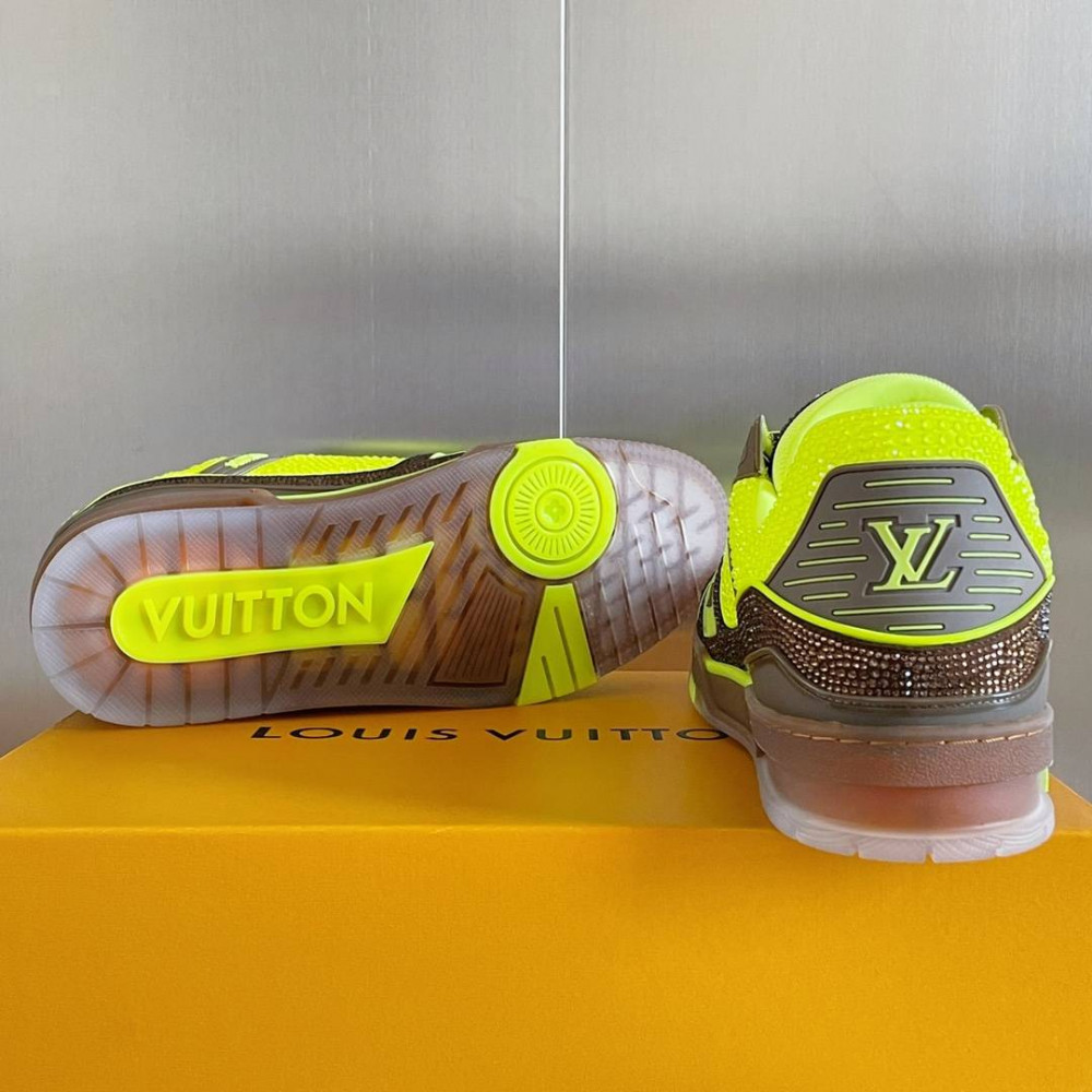 LV Trainer Sneaker Diamond Yellow and Brown-077 LV Trainer Sneaker Diamond Yellow and Brown-077