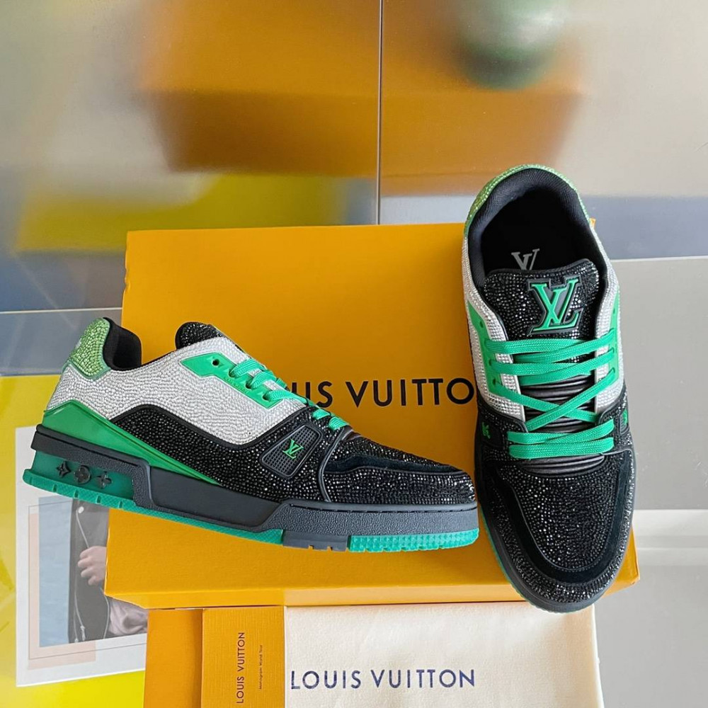 LV Trainer Sneaker Diamond Silver and Black-078 LV Trainer Sneaker Diamond Silver and Black-078