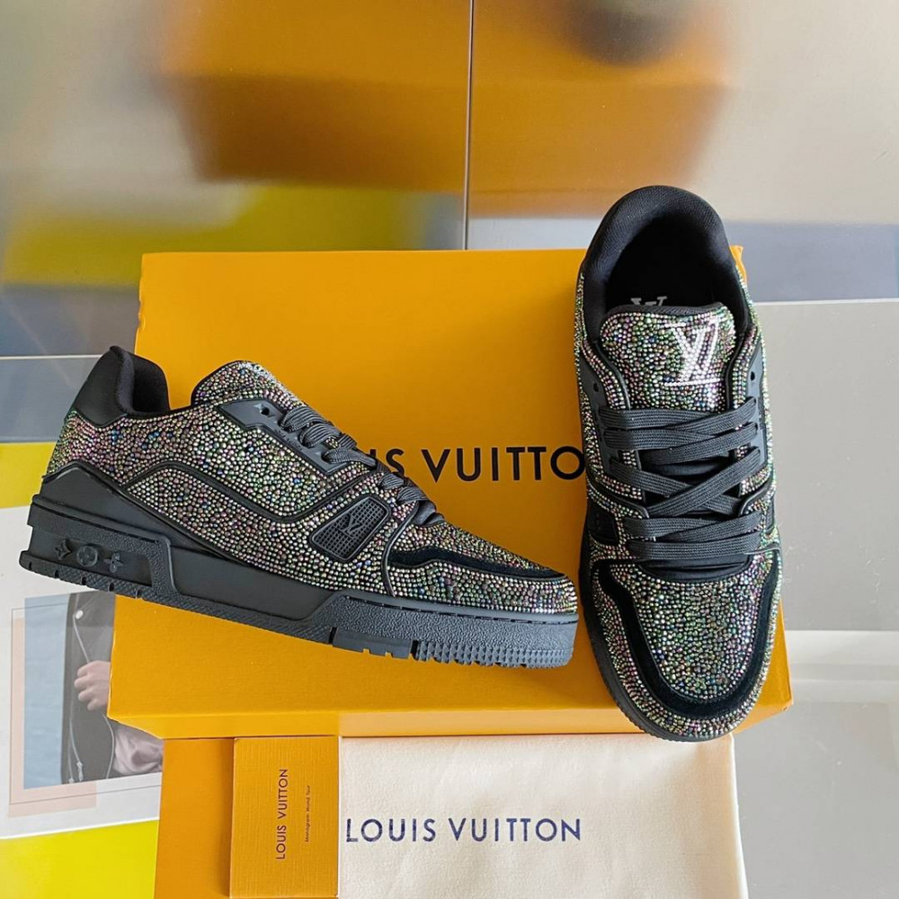 LV Trainer Sneaker Diamond Rainbow Black-079 LV Trainer Sneaker Diamond Rainbow Black-079