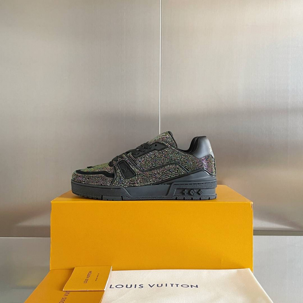 LV Trainer Sneaker Diamond Rainbow Black-079 LV Trainer Sneaker Diamond Rainbow Black-079