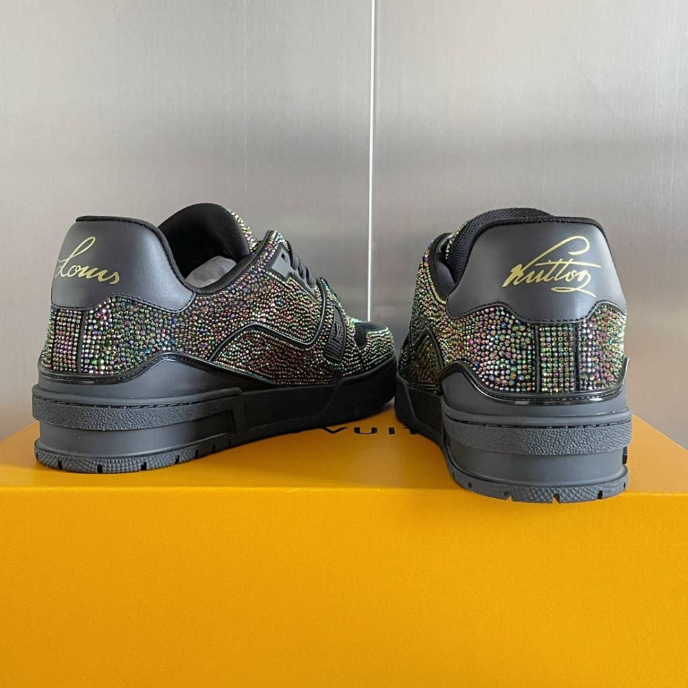 LV Trainer Sneaker Diamond Rainbow Black-079 LV Trainer Sneaker Diamond Rainbow Black-079
