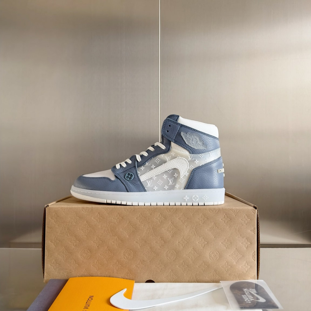 Louis Vuitton Air Jordan 1 Hige Blue/White