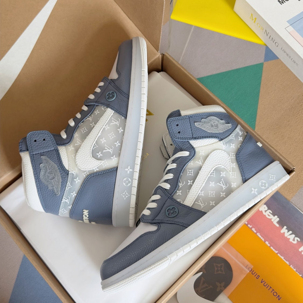 Louis Vuitton Air Jordan 1 Hige Blue/White