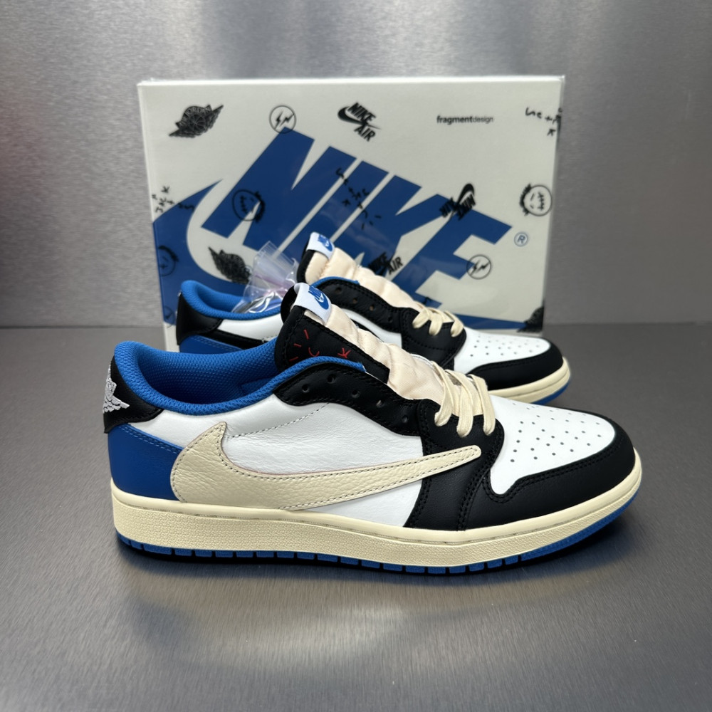 Air Jordan 1 Retro Low x Fragment Design x Travis Scott x 'Sail Black Military Blue'