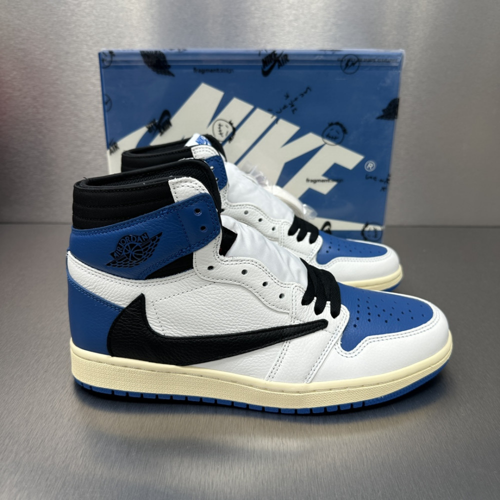 Air Jordan 1 Retro High x Fragment Design x Travis Scott 'Sail Black Military Blue'
