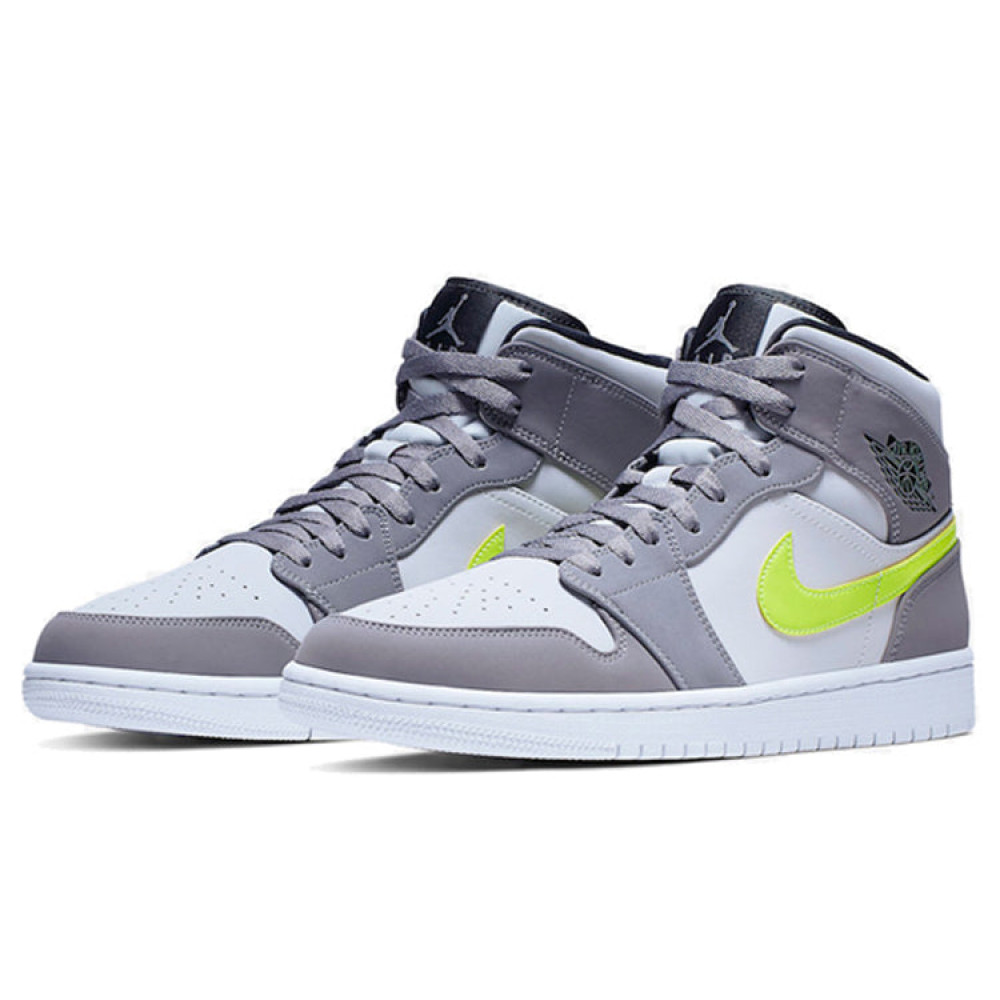 Air Jordan 1 Mid Gunsmoke Volt 554724-072 Air Jordan 1 Mid Gunsmoke Volt 554724-072
