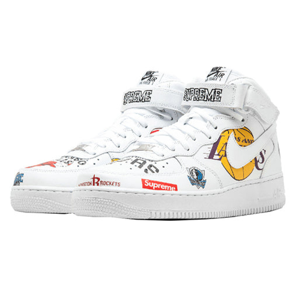 Nike x Supreme NBA x Air Force 1 Mid 07  White  AQ8017-100