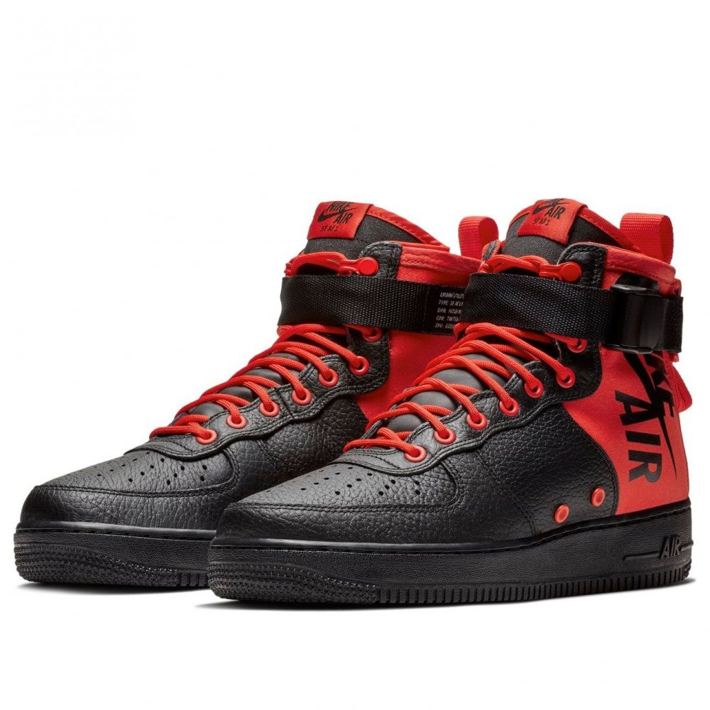 Nike SF Air Force 1 Mid Habanero Red Black 917753-601 Nike SF Air Force 1 Mid Habanero Red Black 917753-601